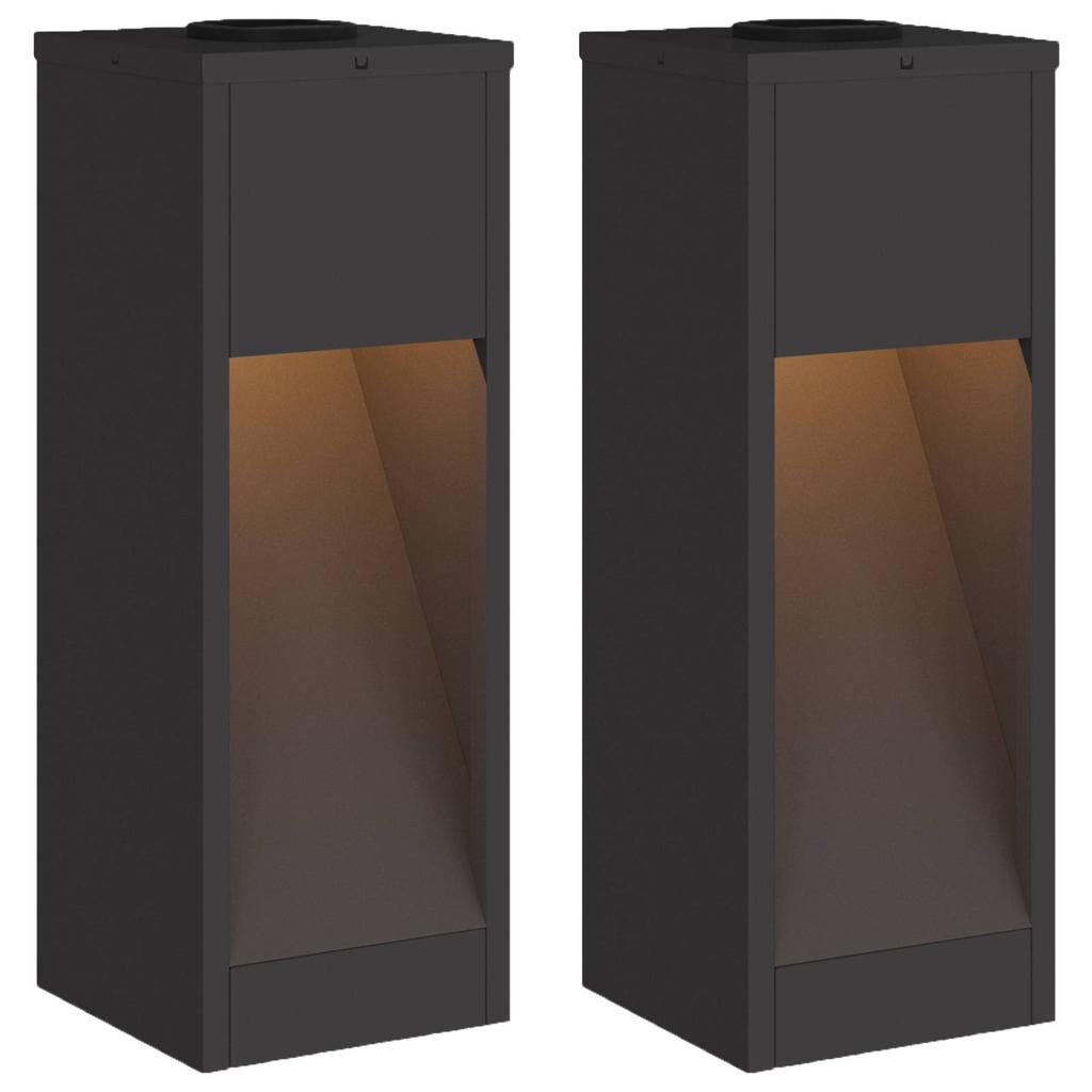 Solar LED Path Light 2 Pcs Black Cold Rolled Steel
