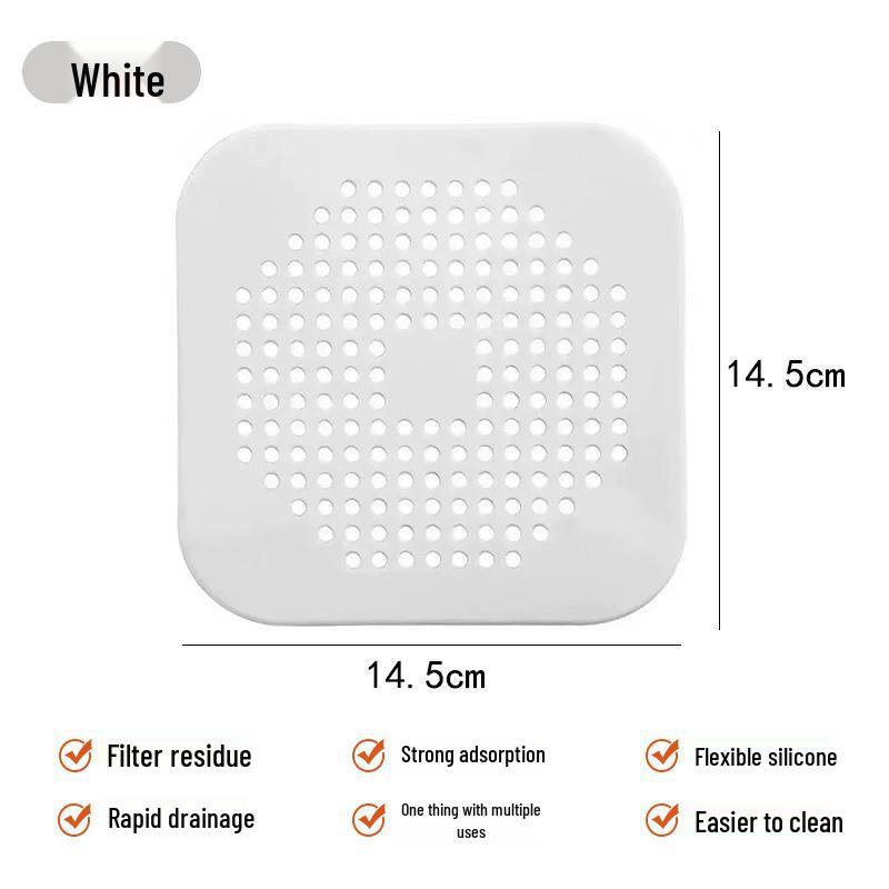 Silicone Kitchen & Bathroom Floor Drain Mat - Hair Blockage Prevention Suction Cup Filter