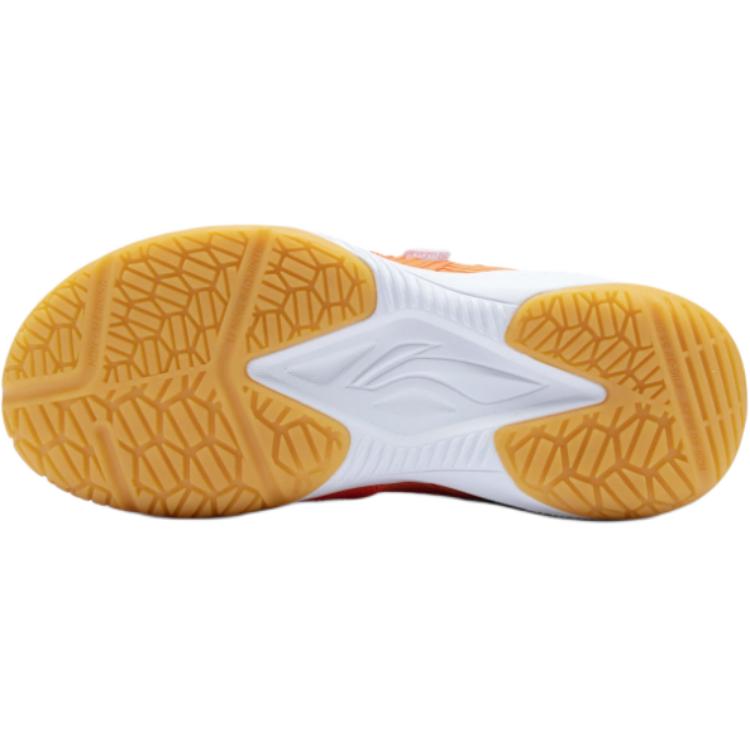 Li Ning Kids Badminton Series Thunder Jr Soft Comfortable Non-Slip Wear-Resistant Low-Top Training Shoes Kids Sneaker Orange White AYTV012-3