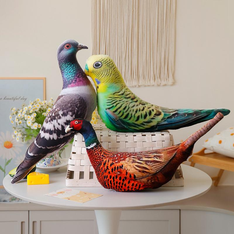 Simulation 3D Vogelkissen Gans Huhn Hahn Henne Ente Taube Papagei Fasan Mandarinente Kissenkissen Heim Sofa Dekor
