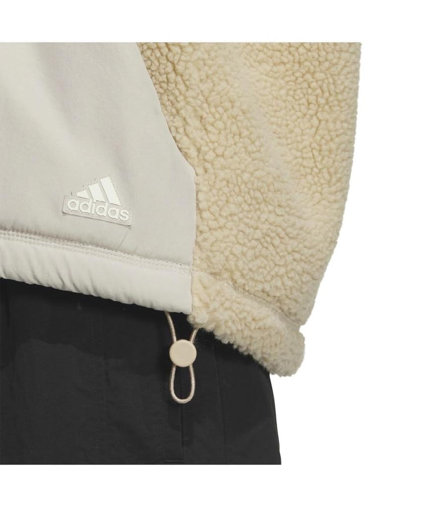 Adidas KTX54 Fleece Warding Jacket in Magic Beige Women's Loose-Fit Full-Zip (JG8222)