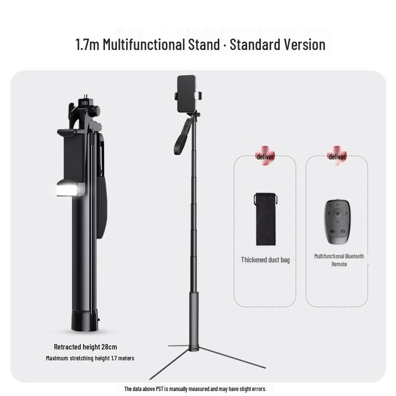 Multi-functional Metal Anti-Shake Bluetooth Selfie Stick and Tripod for Mobile Photography and Live Streaming