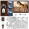 Horse Theme Carbon Steel Cutting Dies Stencils for DIY Scrapbooking Photo Album Decorative Embossing Paper Card Clothes 117~124x109~110x0.8mm 2pcs/set