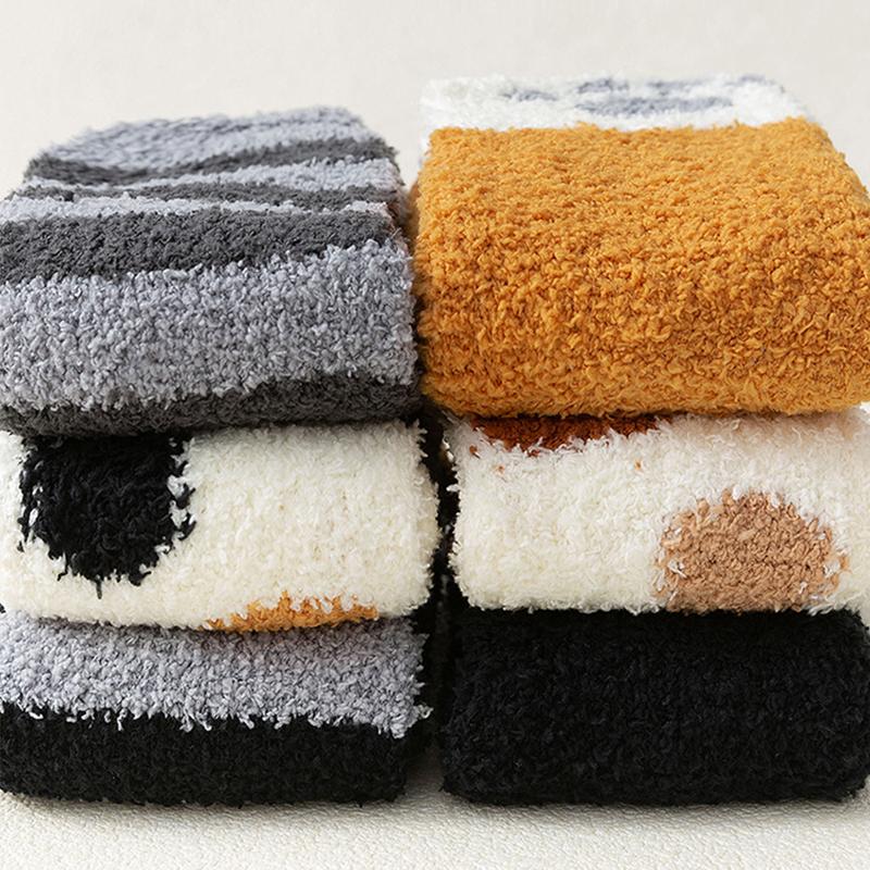 Winter Lamm Kawaii Cartoon Socken für Damen Niedliches 3D Hunde Katzen Pfotenmuster Fleece Warm Verdicken Lustige Plüschsocken Zuhause Boden Schlafen