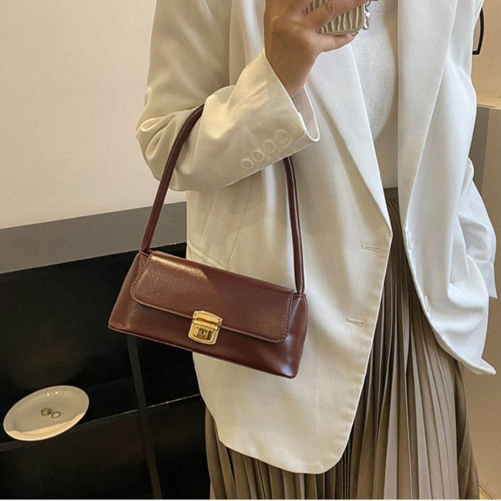 Handbag French Stick Bag Large Capacity PU Leather Shoulder Bag Simple Underarm Bag  Girls
