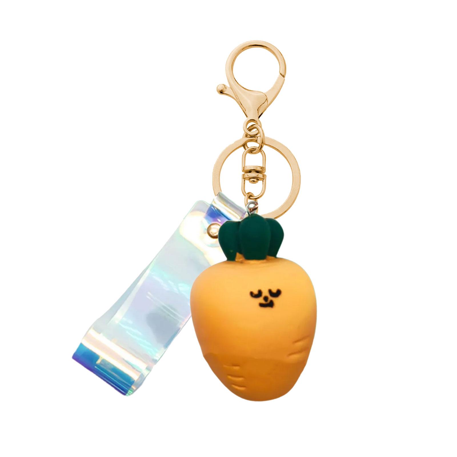 

User Friendly Rubber Vegetable Keychain Lightweight Carrot Mushroom Garlic Charm Hanging Pendant For Keys Bags