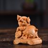 Wooden carving Fortune Pig Small animal models Cute Home Room Office sculptures and figurines Wealth Luck Feng Shui Decor