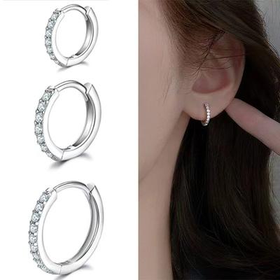 1pc Titanium Steel Inlaid with Zircon Tiny Cartilage Earrings Piercing Jewelry Trendy Female Hoops Earrings