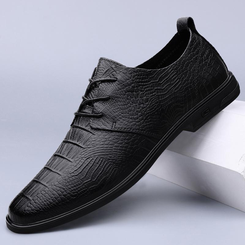 Fashion Casual Leather Oxford Shoes for Men Business Dress Shoes All-Match Comfortable Formal Dress Footwear Male Derby Shoes Sneakers