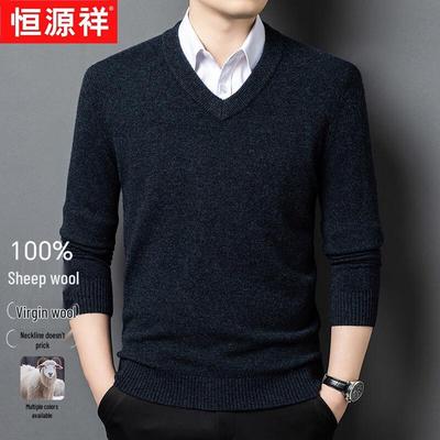Men's 100% Pure Wool V-Neck Sweater