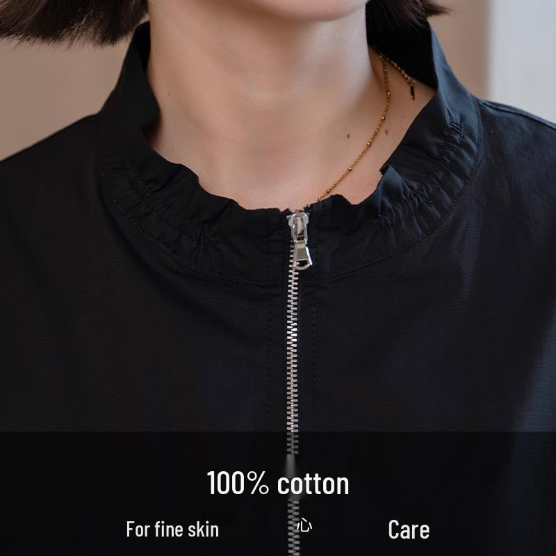 YUNyun Damen Mittellanger Stehkragen Trenchcoat - Herbst Lässig Locker Petite Jacke