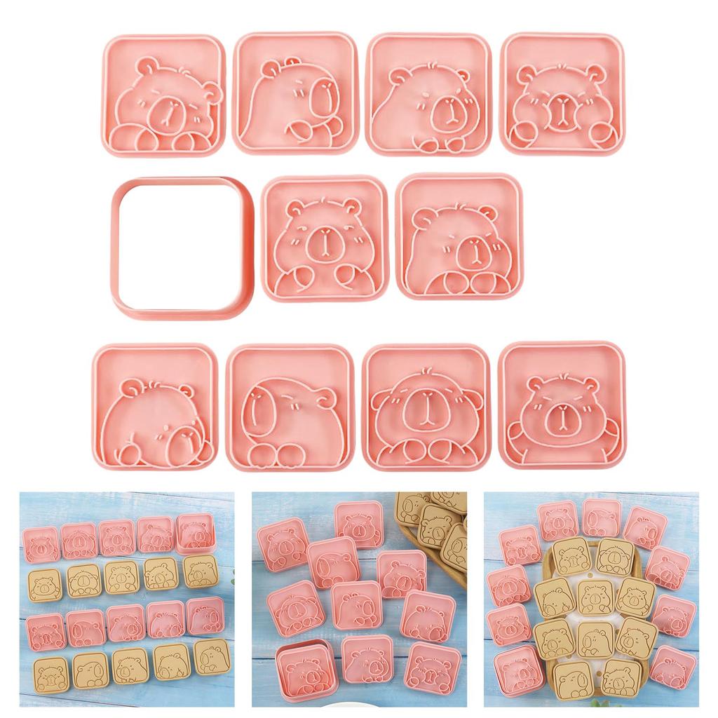 Set Of 10 Lovely Capybara Shaped Cookie Molds Pastries Moulds Perfect For Kids Baking And Family Bonding Time