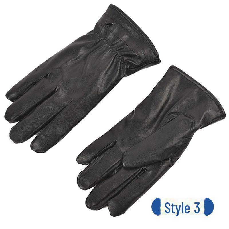 

Мужские кожаные перчатки для велоспорта с сенсорным экраном — теплые, с бархатной подкладкой для осени/зимы One Size