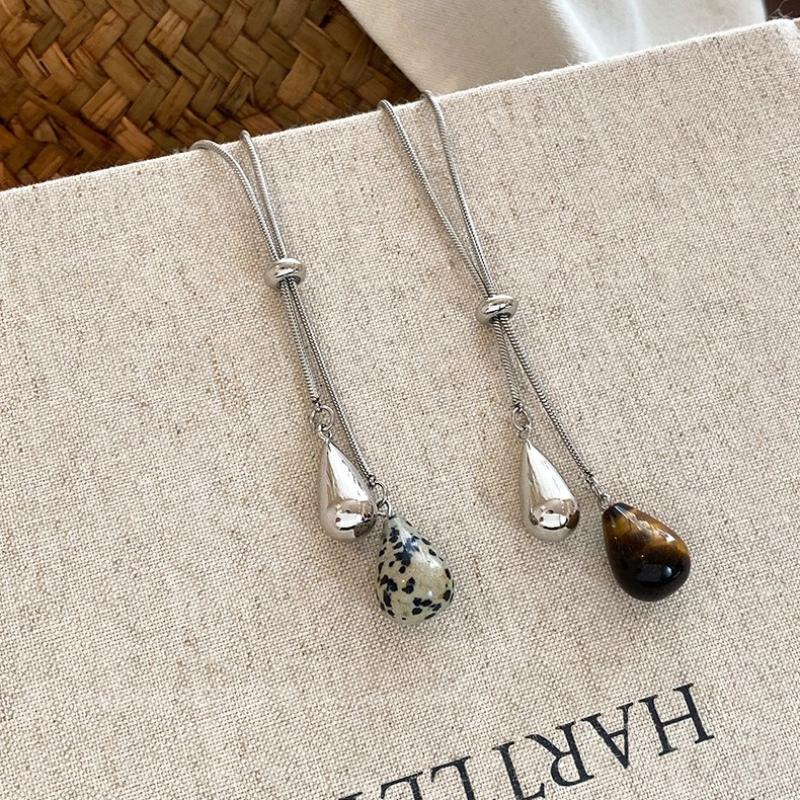 Simple Water Droplet Pendant Necklace For Women  Irregular Metal Smooth Long Y-Shaped Necklace Sweater Chain Jewelry