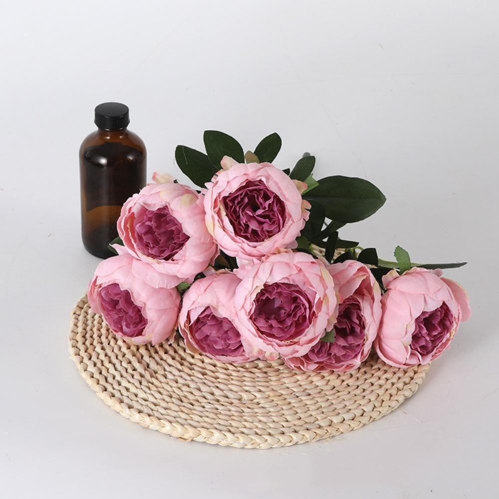 7 Heads Artificial Peony Bouquet Core-spun Simulation Flowers New Fake Flower  Gifts