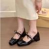 Premium Bow Thick Heel Square Head Mary Jane Shoes 2025 New with Skirt Red Single Shoes Women