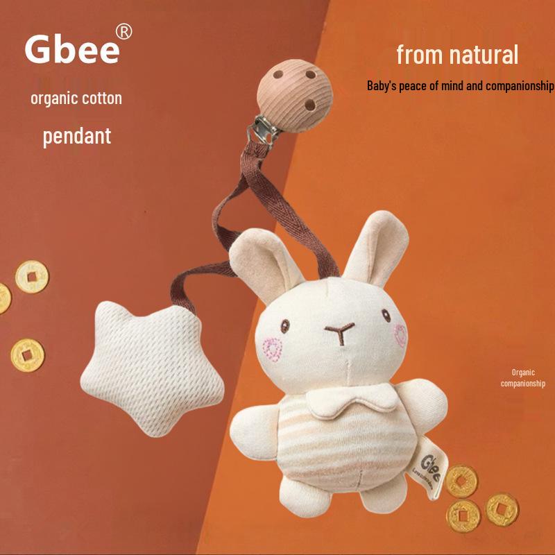 Gbee Organic Cotton Wooden Baby Rattle: Newborn Soothing Crib Toy for Early Education