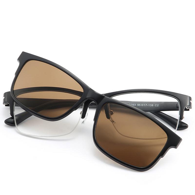 2293 Magnet Clip Square Half Frame Myopia Glasses 0 -0.5 -1.0 -1.5 -2.0 -2.5 -3.0 -4.0 -4.5 -5.0 To -6.0
