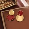Elegant Ankola Red Enamel Drop Earrings: Asymmetrical, Color Block Jewelry for Autumn/Winter Fashion