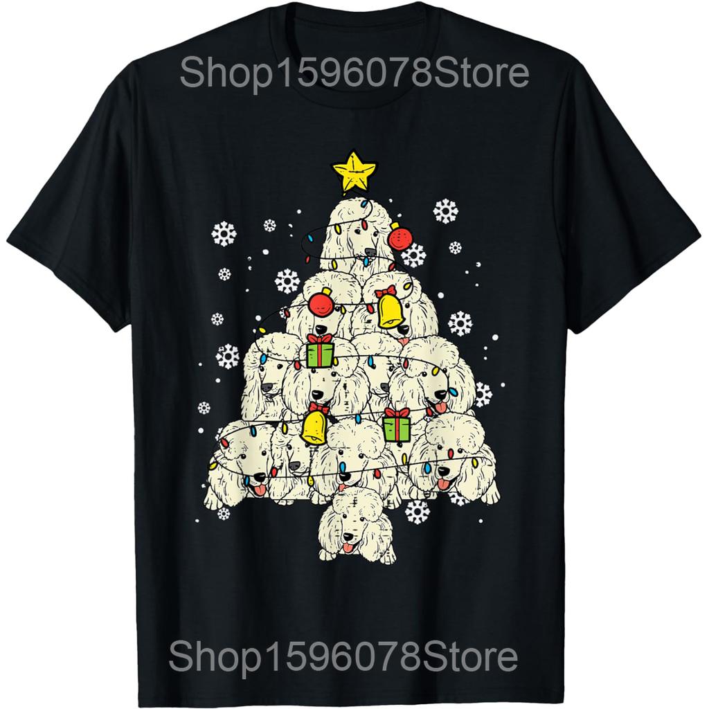 Cute Poodle Dog Christmas Tree Graphic T Shirts Unisex Women Cotton Humor Streetwear Tee Shirt Short Sleeve Unisex Loose Clothing