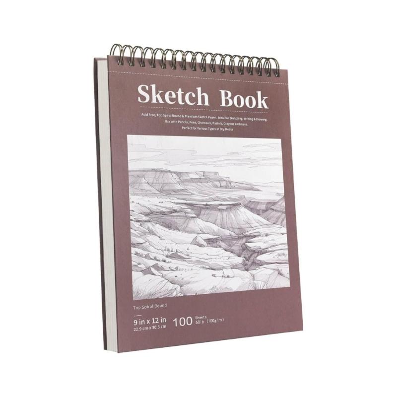 Art Drawing Pad Sketchbook Strong Binding Friendly High Density Paper Resists Bleed Compacts Design For Outdoor Use