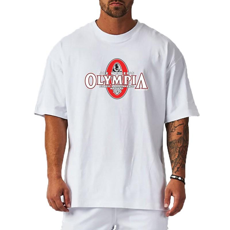 Mens Heavyweight Cotton Gym T-Shirt Loose Fit Round Neck Short Sleeve Fitness Workout