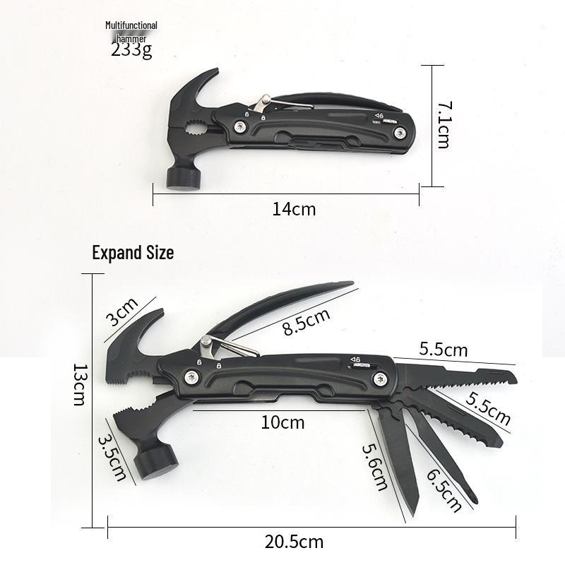 Multifunktionale Outdoor-Zange aus Edelstahl mit Glasbrecher & Überlebenshammerkopf