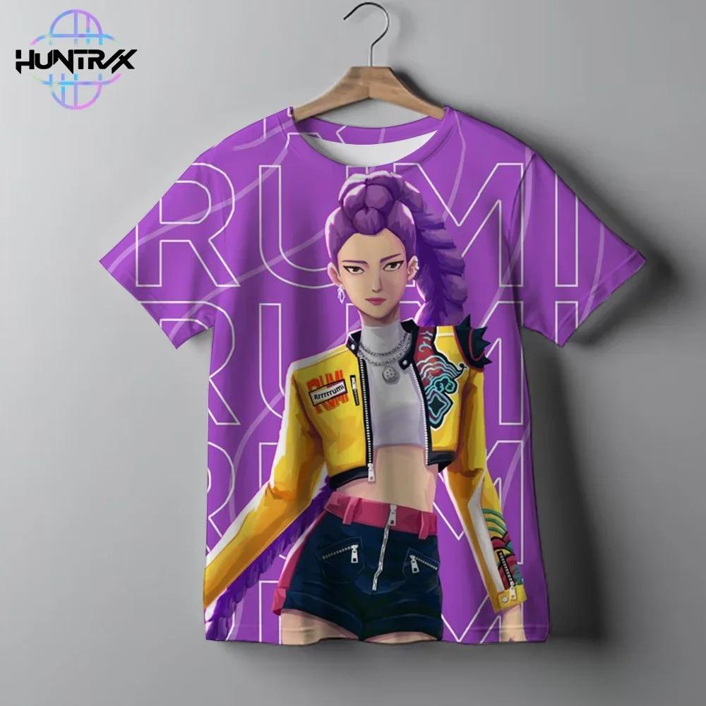 Kpop Demon Hunters Harajuku Anime 3D Print Sports Boy Girl T-shirt Street Fashion Girl Group Hip-hop Children Short-sleeve Top