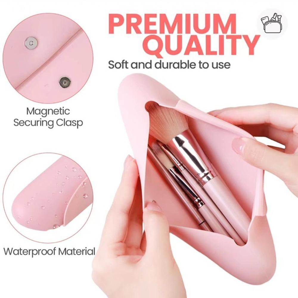 Portable Silicone Makeup Brush Holder Bag Travel Organizer Anti Fall Sleek Case for Women Cosmetic Face Brushes Headphone Bag