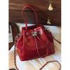 Fashion Pleated Bucket Bag Feminine New Korean Simple Shoulder Elegant Chain Party Bag
