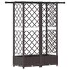 Elevated Planter with Trellis and Hanging Roof Brown 124 x 40 x 123 cm PP