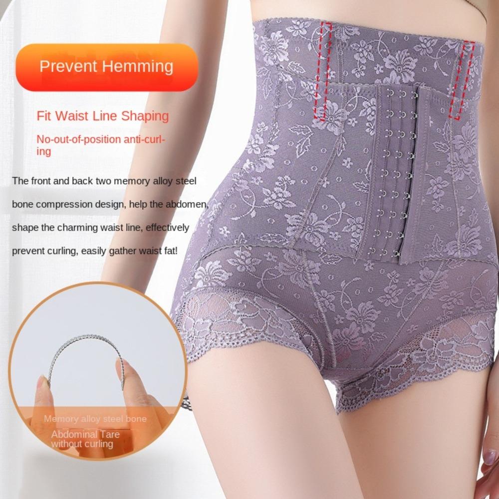 Lace Flower Butt Lifter Briefs High Waist Slimming Buckle Shapers Postpartum Body Shapers  Female