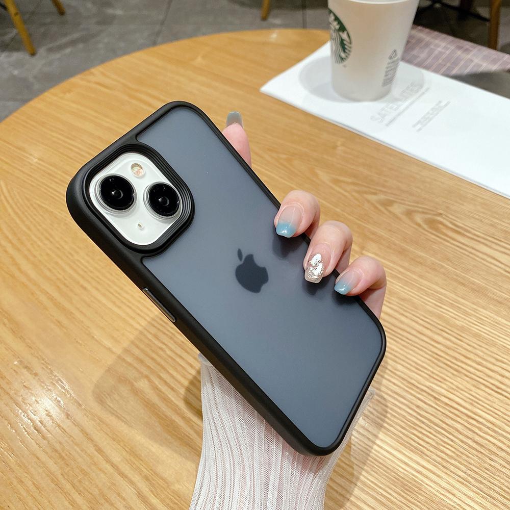 

For iPhone 14 Case Matte Shock Absorbing TPU+PC Phone Cover Black