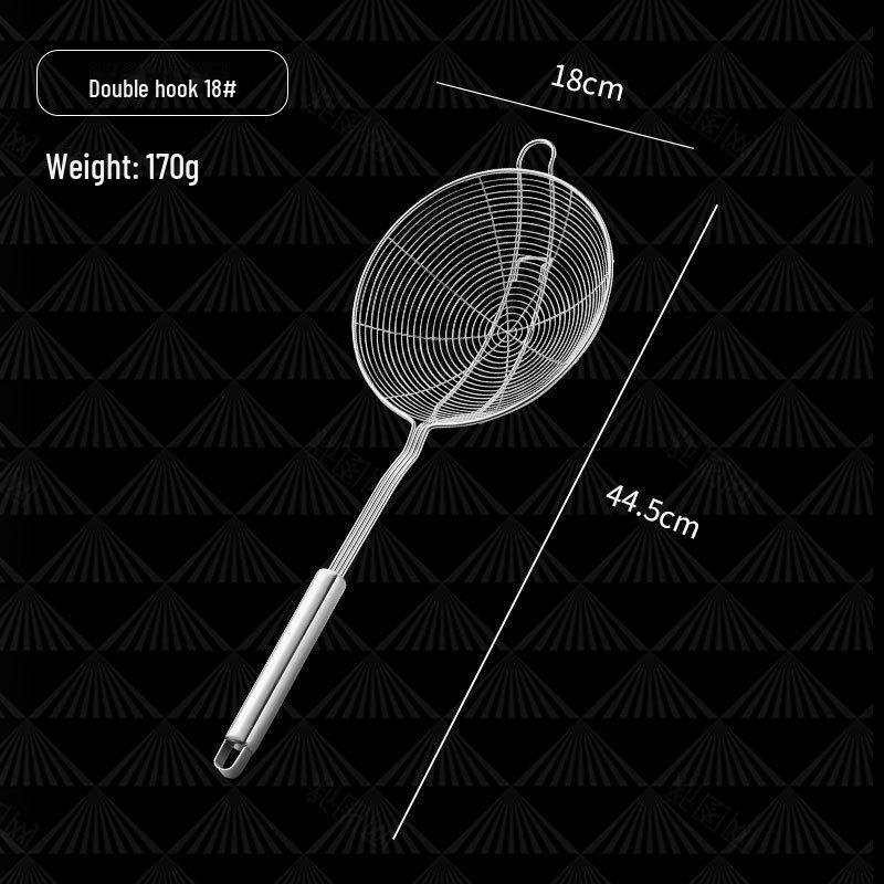 Stainless Steel Colander for Scooping Dumplings and Noodles - Deep-Fried Double Hook Kitchen Strainer
