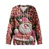 Women's Casual Fashion Long-Sleeved Zip-Up Christmas Print Knitted Hoodie