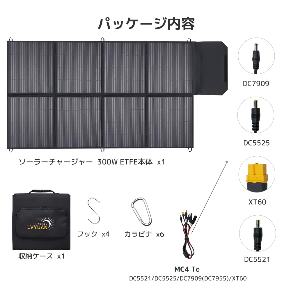 LVYUAN 300W Foldable Solar Portable Power Solar and IP64 Waterproof and High Output Conversion Portable for Outdoor and Car Use Panel, Supply,