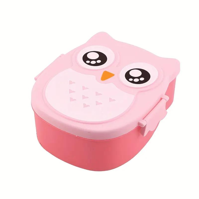 [Cartoon Owl Lunch Box] Secure Portable Plastic Lunch Box - Cartoon Owl Design, Ideal for Picnics and Students