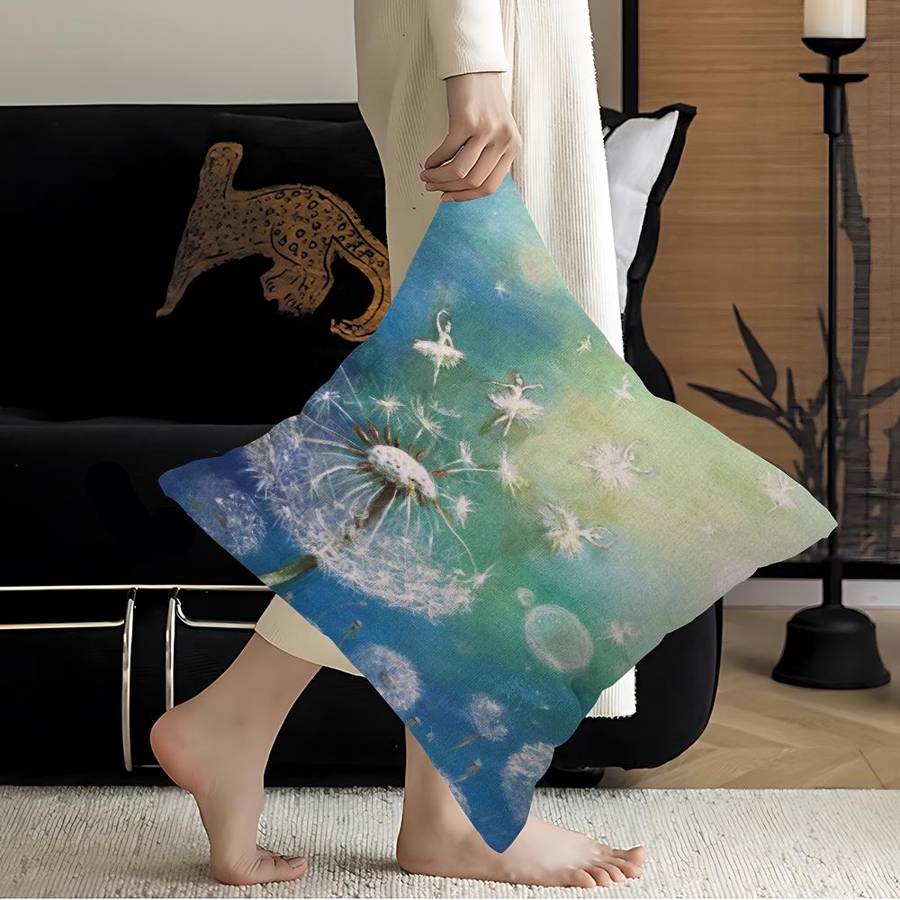 Abstract Dandelion Decorative Room Aesthetics Pillow Case Home Decor Bedroom Sofa Bed Couch Pillow Cover 45x45