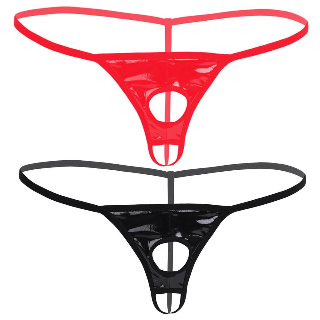 Menn Undertøy Patent Leather Thong Bikini Jock Straps Undertøy