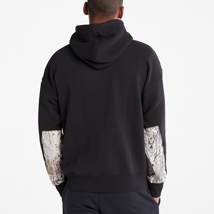 Timberland Color Block Hooded Loose Fit Long Sleeve Sweatshirt Men Sweatshirt Black A5VS1-001