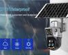 LS VISION Dual Screen WIFI Or 4G SIM Solar Camera 10X Zoom Outdoor Cameras With Light Alarm Auto Tracking PTZ CCTV Cameras IP66