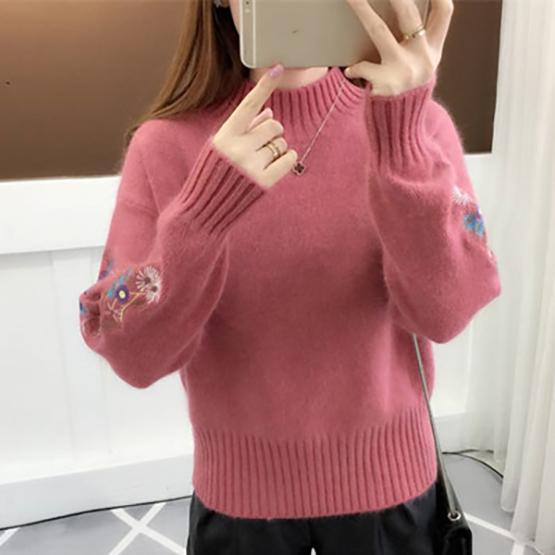 

WTEMPO Loose Casual Versatile Long Sleeve Warm Pullovers Women s Spring Autumn Large Size Solid Color O-Neck Sweaters One Size розовый