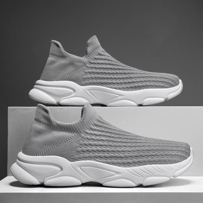 Men's Shoes Summer New Fly-woven Mesh Breathable Thin One-pedal Socks Shoes Running Casual