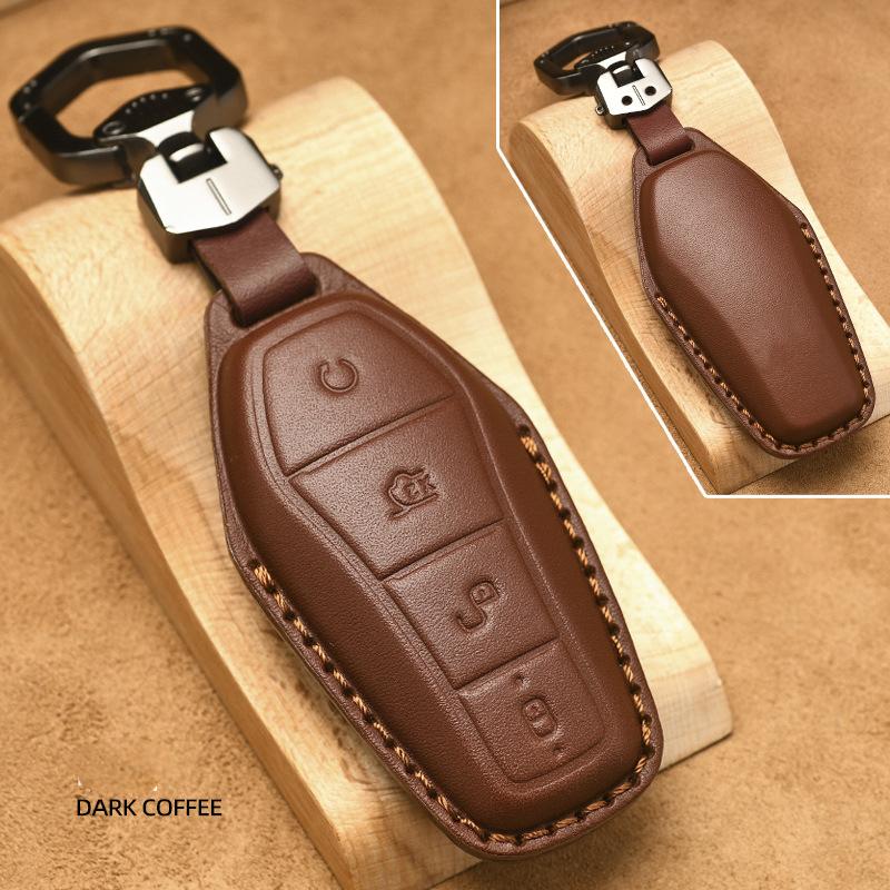Leather Car Remote Key Fob Cover Key Fob Case For Byd Atto 3 Han Ev Dolphin