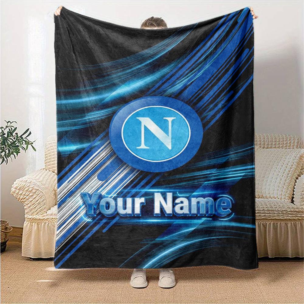 Name Custom SSC Napoli Logo Print Flannel Blanket High Quality Warm Comfortable Cover for All Seasons Perfect for Gifts Home Decor