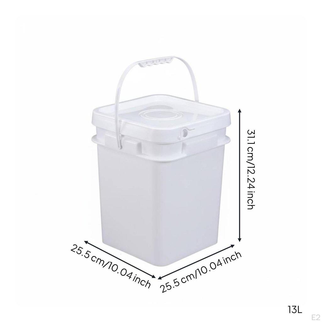 Square Bucket with Lid Versatile Use Fall Resistant Food Grade Storage Pail