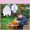 Delightful Happy And Sad Ghost Fabric Hanging Decor For Terrifying Halloween Displays