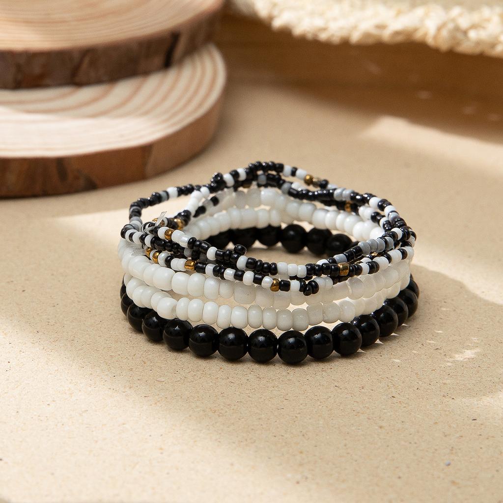 Boho Perlenarmband Instagram-inspiriert Nischenstil Farbblock-Stapelarmband-Set