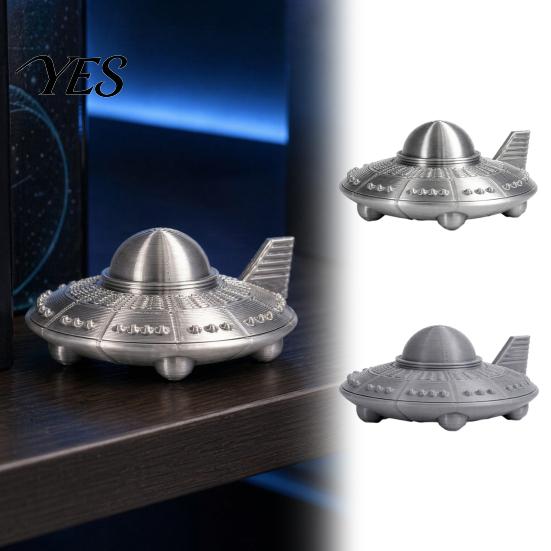 3D Printed Space Model UFO Figurine, Sci-Fi Spacecraft Decor, One-Piece Craft with Clear Space-themed Desk Accessory Texture, Mini Ornament