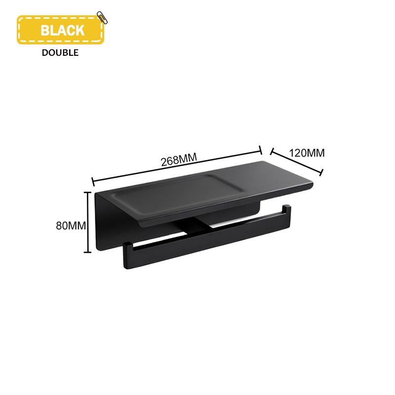 304 Stainless Steel Wall Mounted Toilet Paper Holder Matte Black Paper Towel Phone Holder Storage Rack Bathroom Accessories